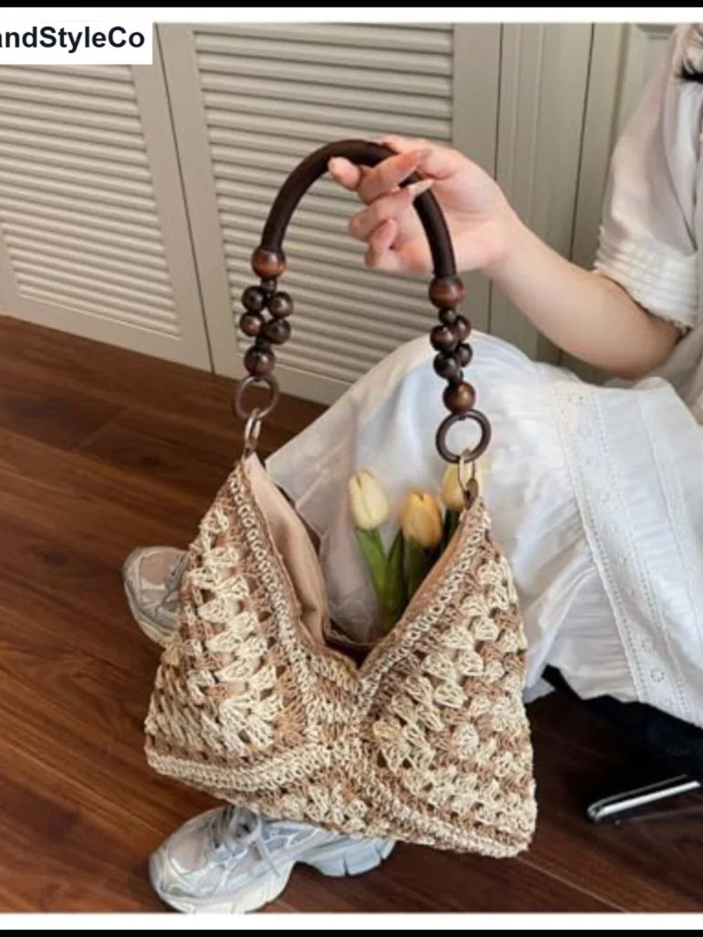 Boho Straw Hobo Bag Women Slouchy Shoulder Tote Beach Summer Handbag Woven